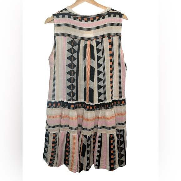 Devotion Twins Kithros Cotton Geometric Split  Neck Mini Dress - Picture 5 of 8